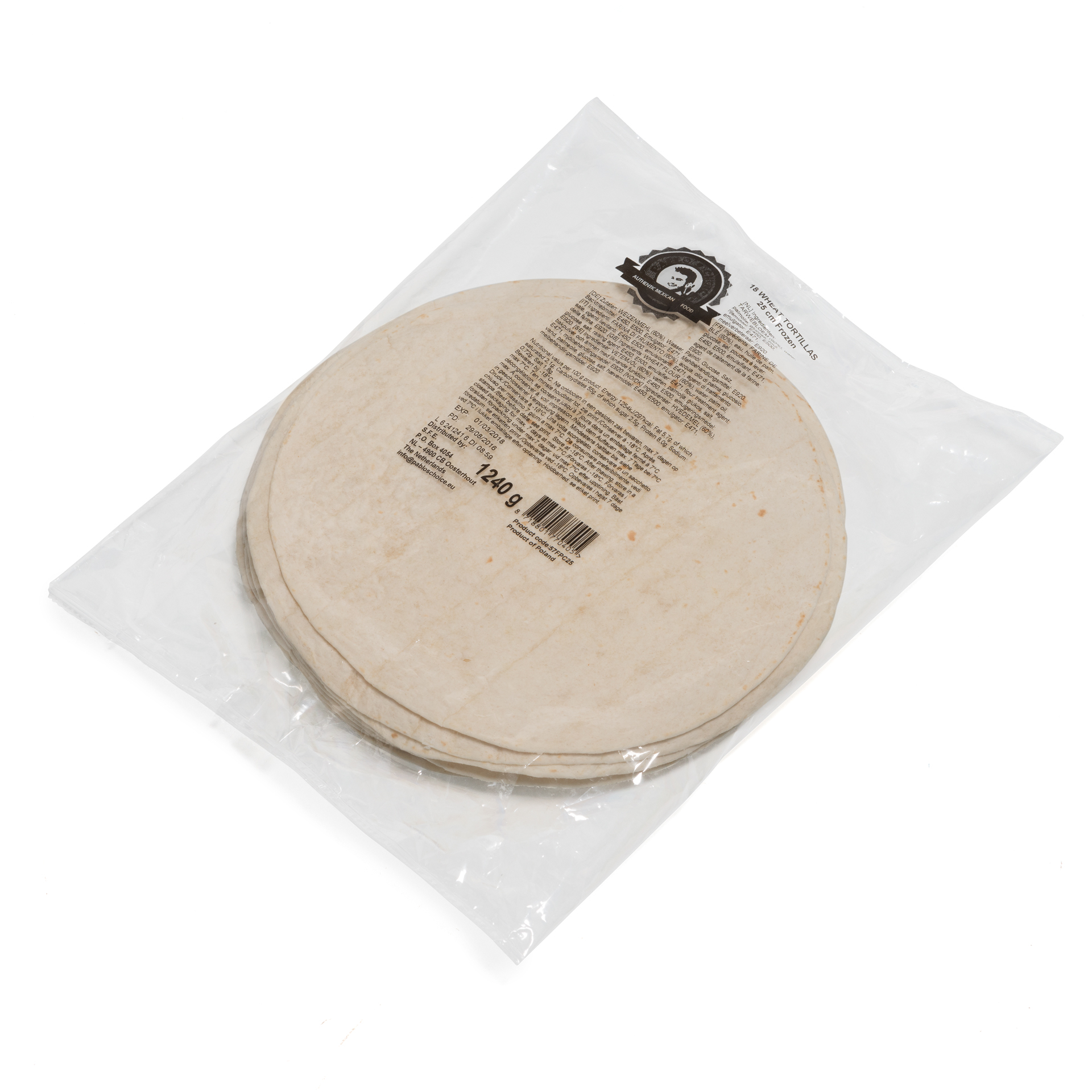 61245 Tortillas flour 25cm 8x18st