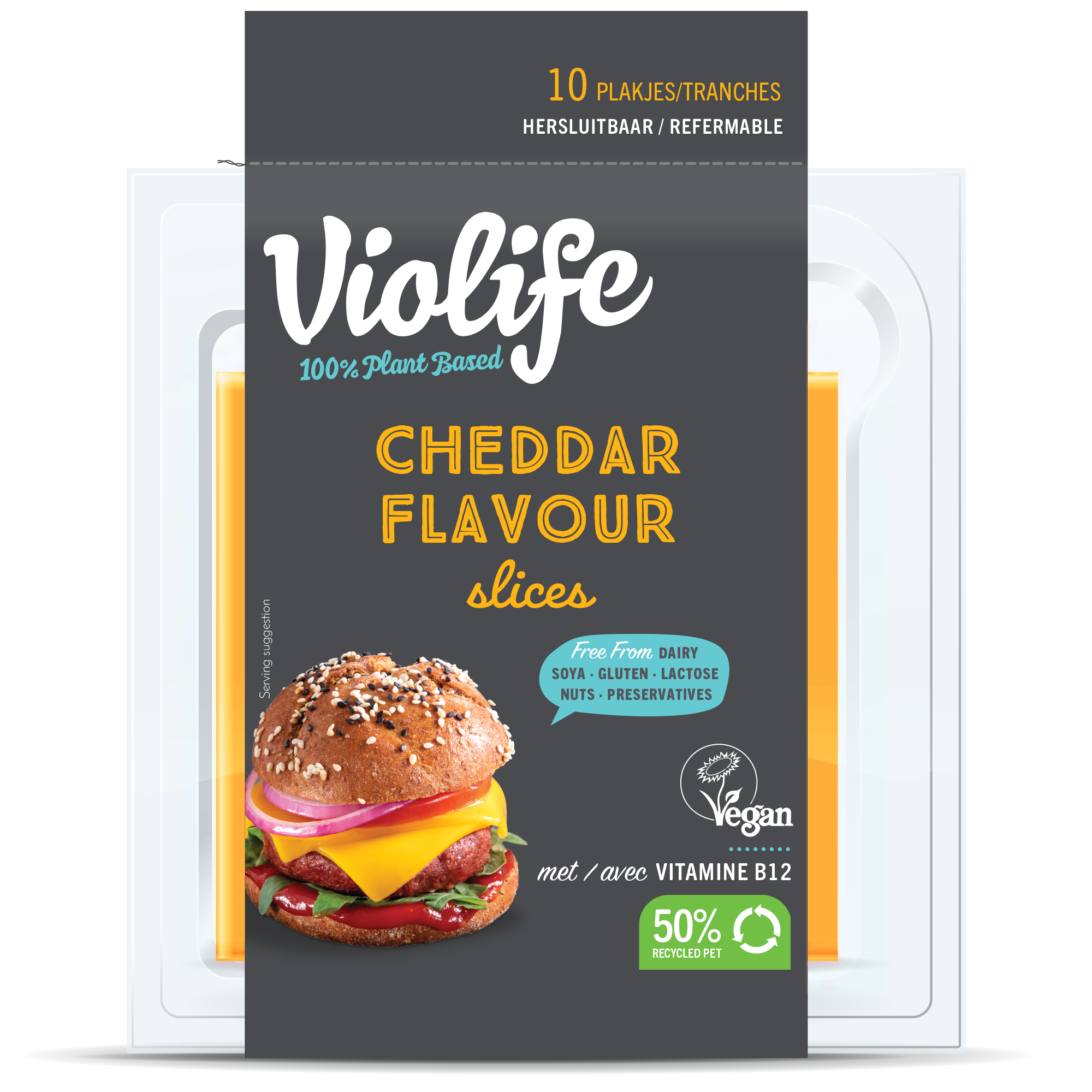 75236 Cheddar flavour slices (vegan) 200 gram